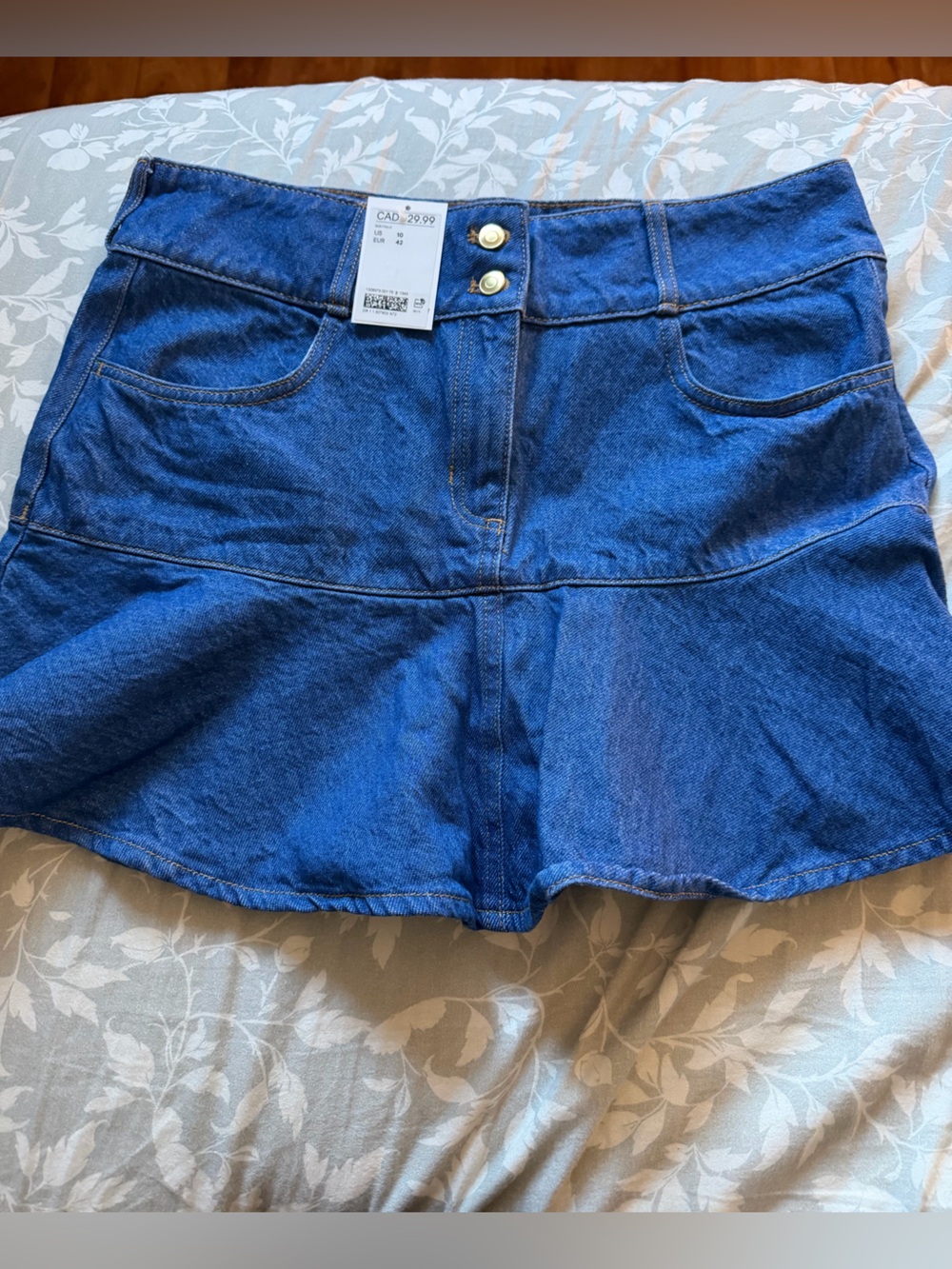 Women's Blue Denim Pencil Skirt with Flared Hem - Casual Chic